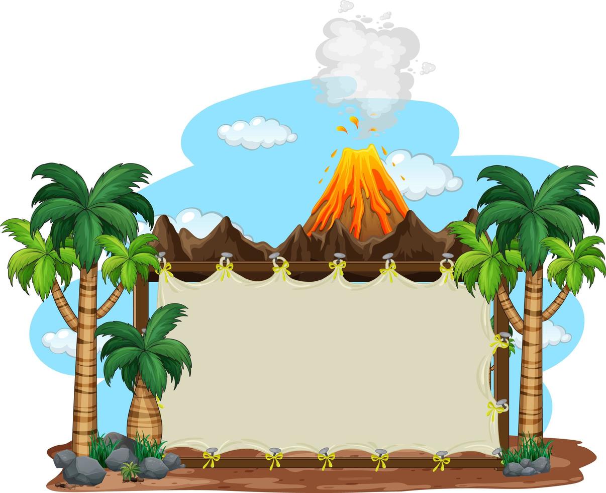 Blank banner on prehistoric scene background vector