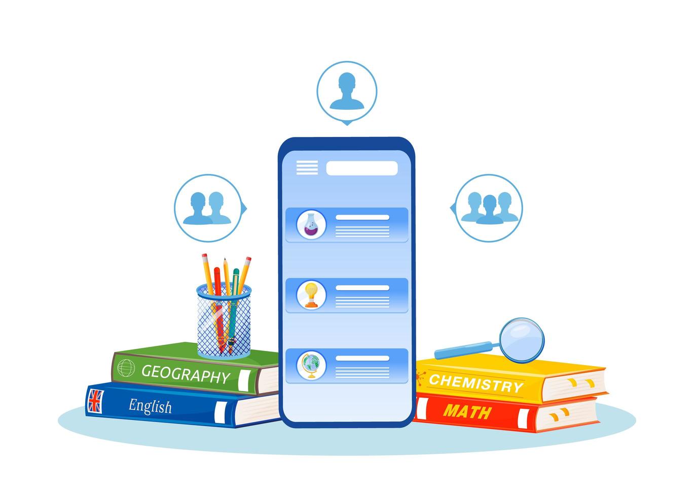 Online tutoring on smartphone vector
