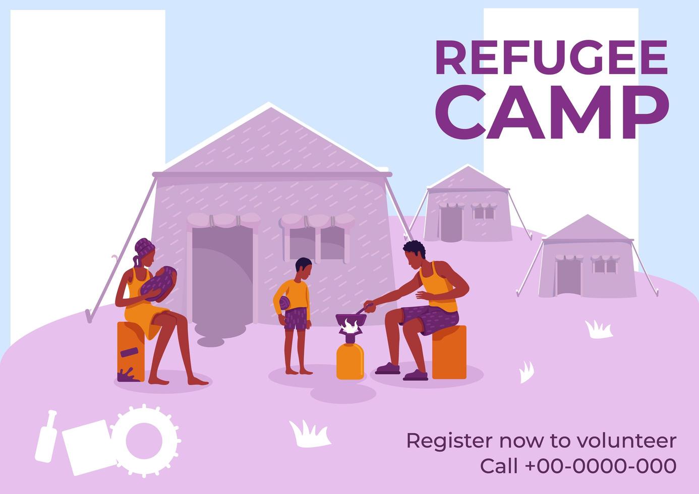 cartel de campamento de refugiados vector