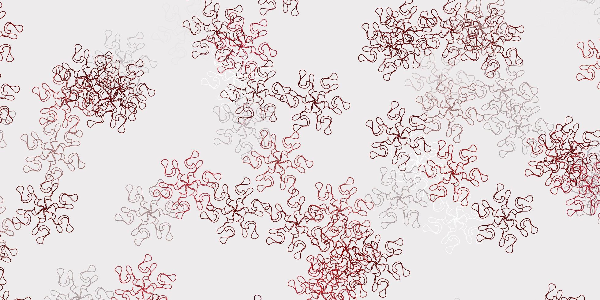 patrón de doodle rojo claro con flores. vector