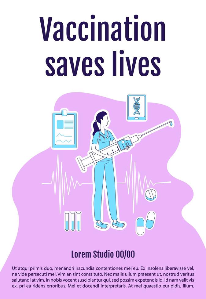 cartel de vacunación salva vidas vector