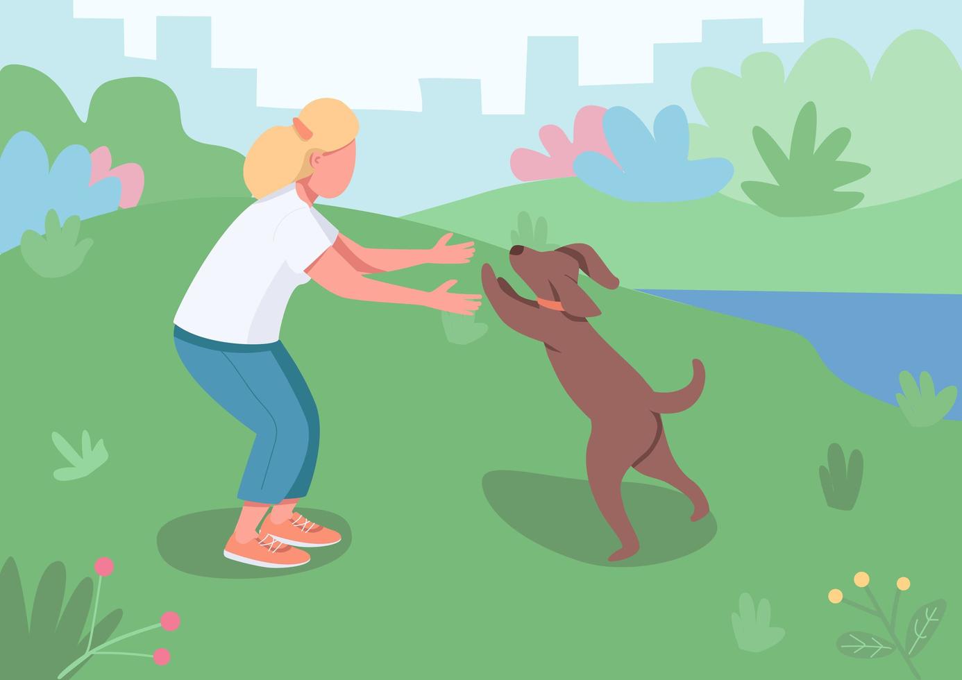 Pet owner with dog vector