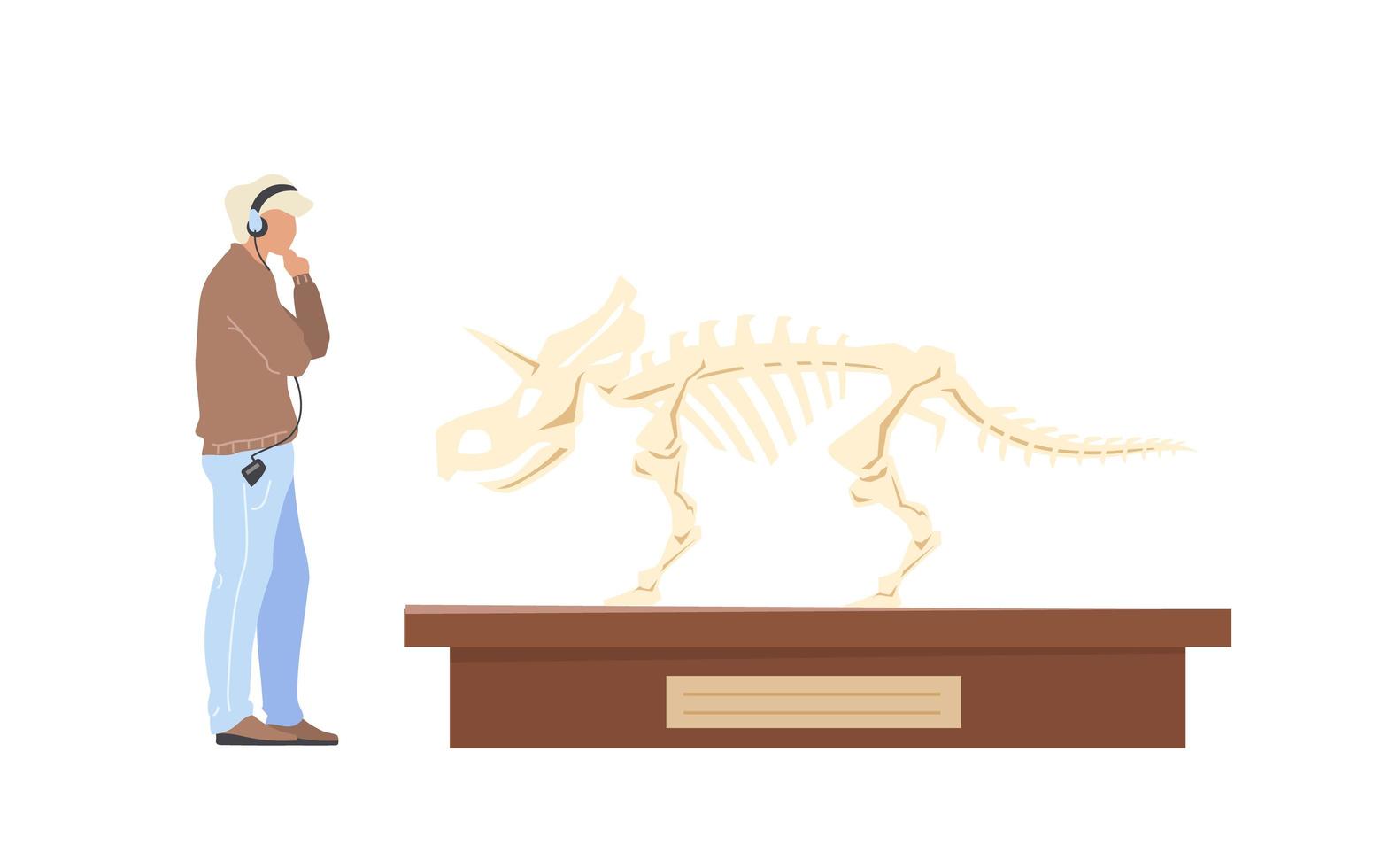 visitante masculino de la exposición de paleontología vector