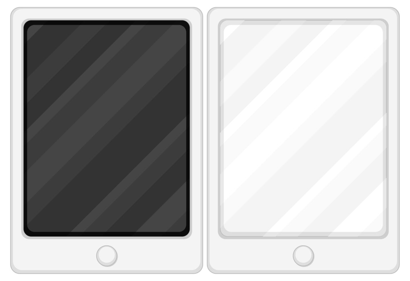 Tableta con pantalla táctil en blanco color blanco y negro aislado sobre fondo blanco. vector