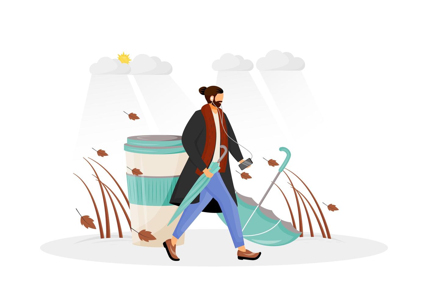 Man in coat going for walk vector