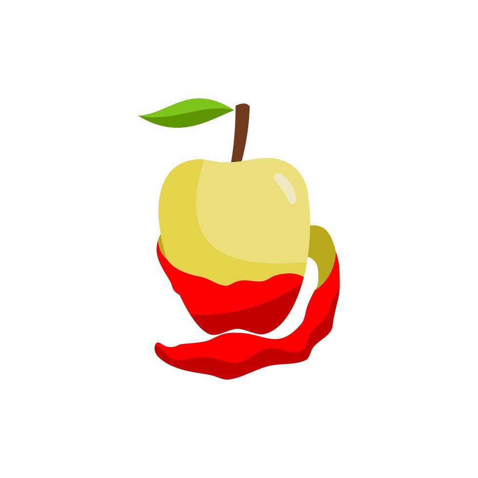 manzana roja, fruta, piel abierta, aislado vector