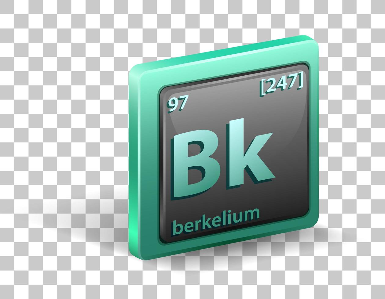 elemento químico berkelio. símbolo químico con número atómico y masa atómica. vector