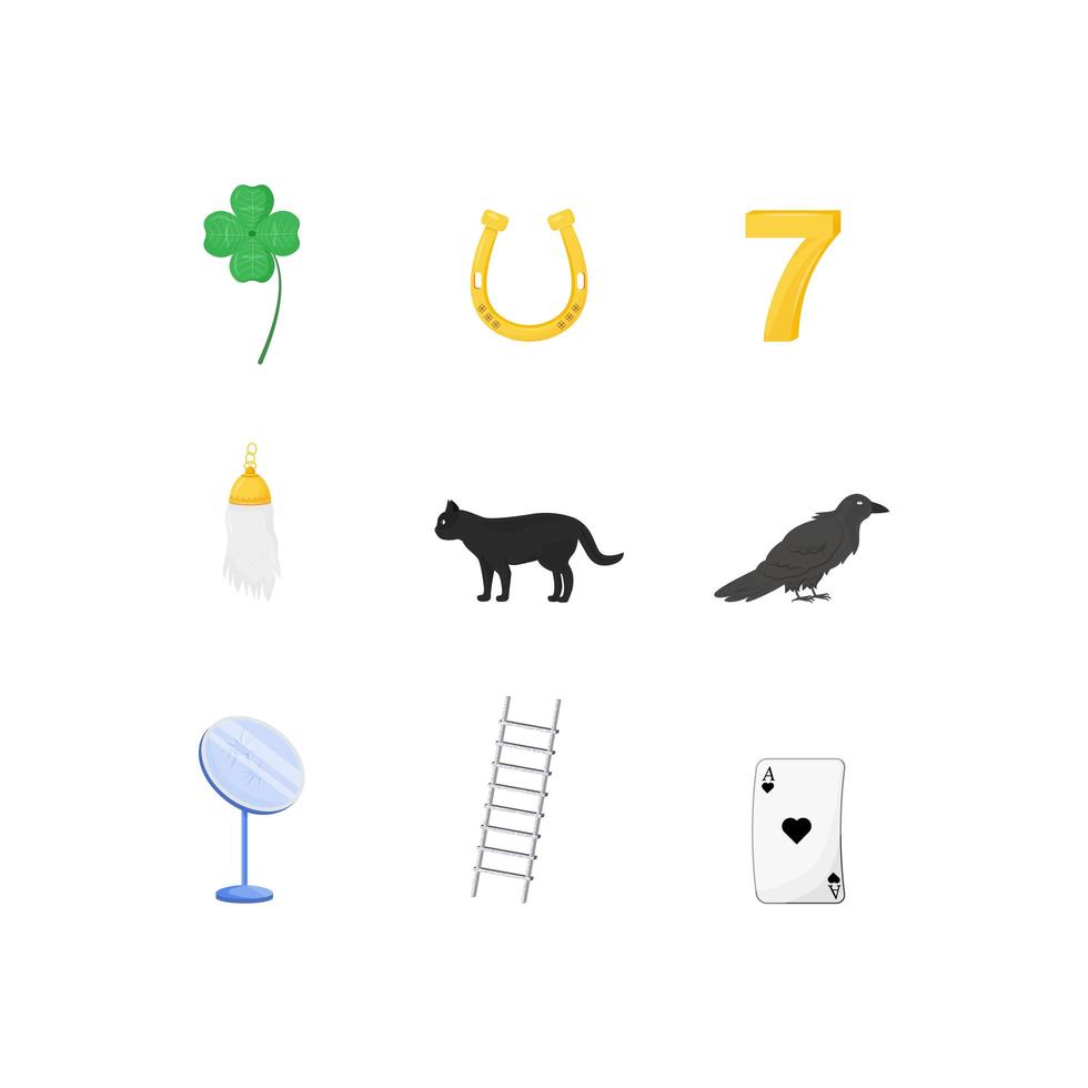 Superstitious symbols objects set vector