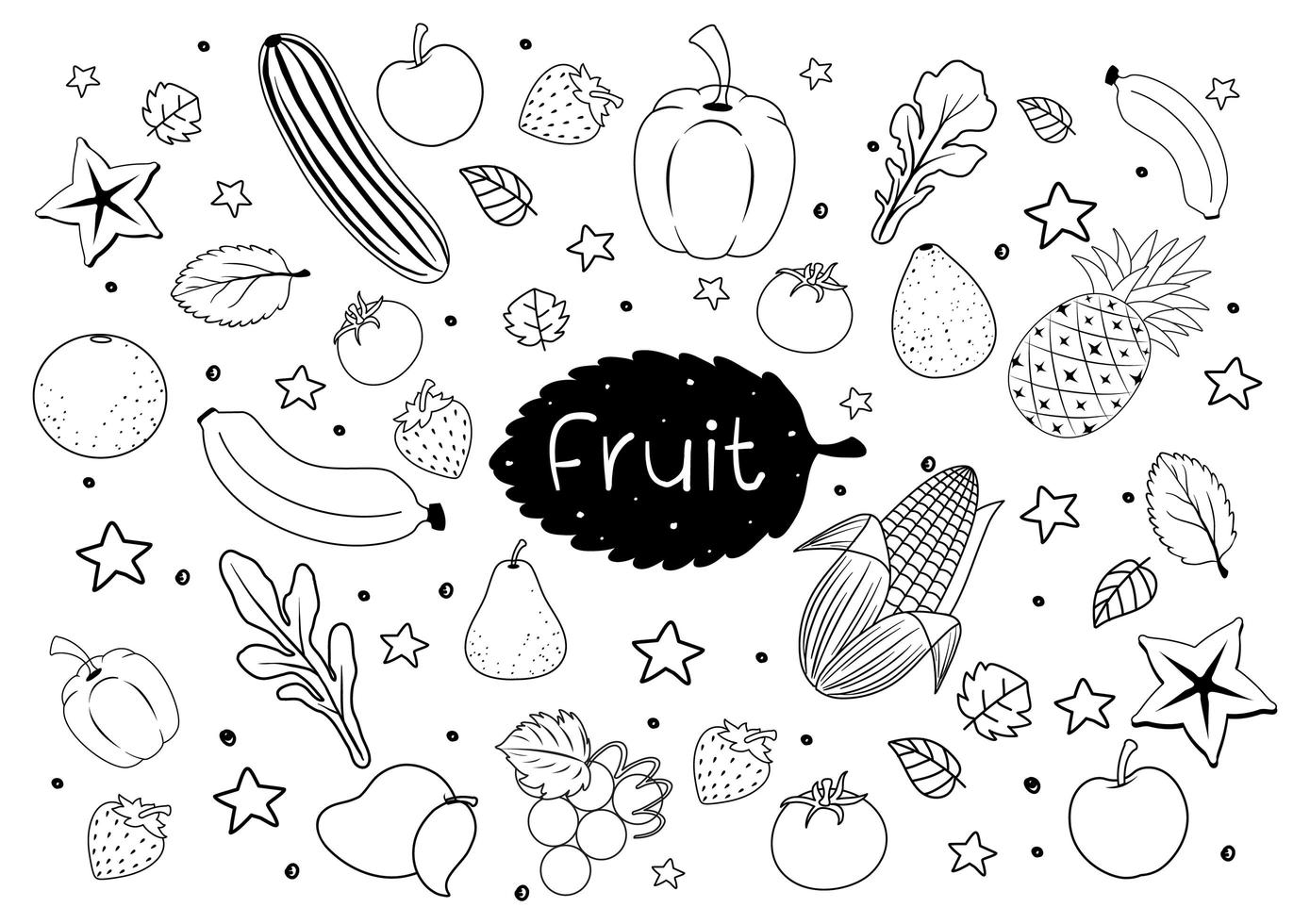 frutas en estilo doodle o boceto aislado sobre fondo blanco vector