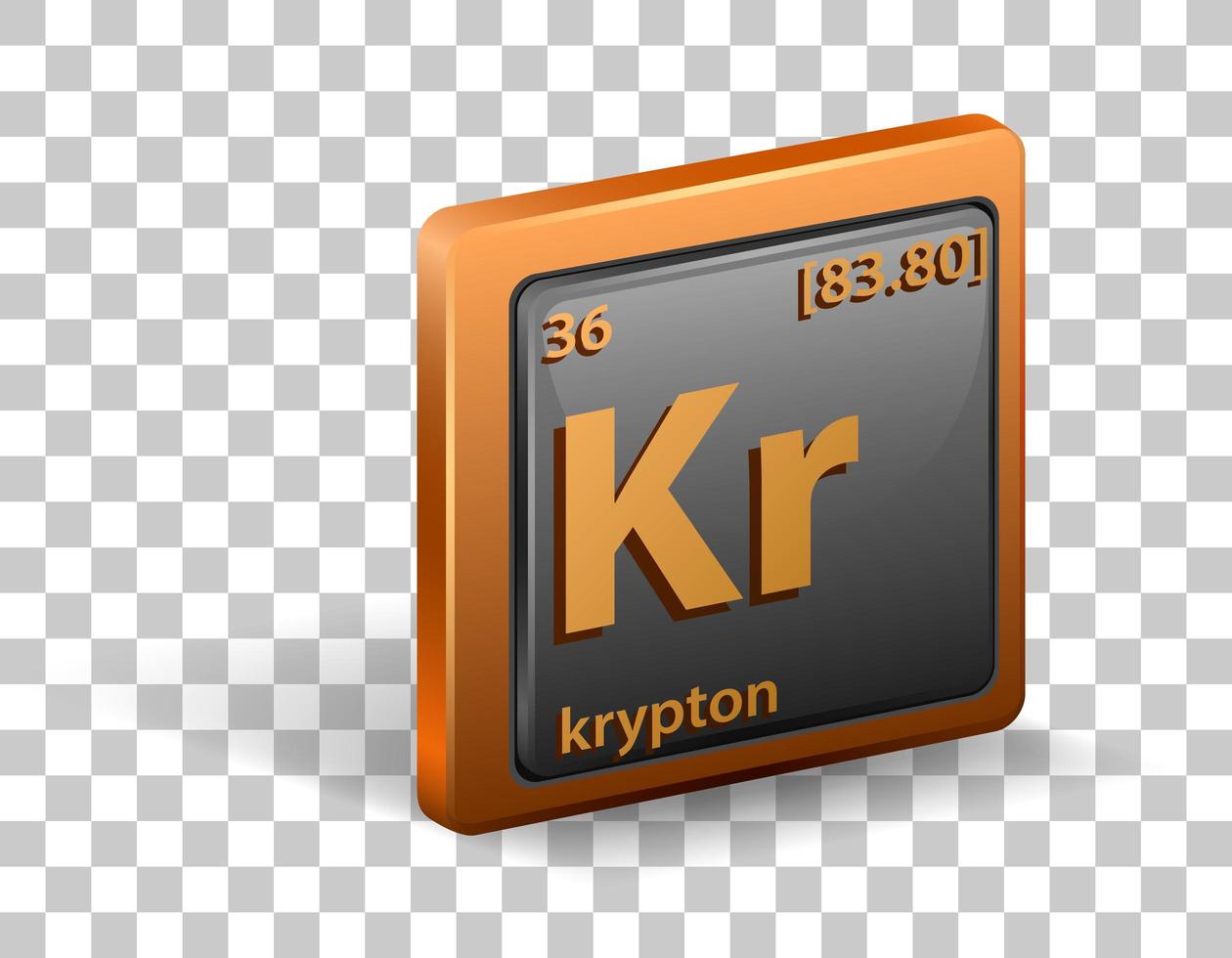 Krypton chemical element. Chemical symbol with atomic number and atomic mass. vector