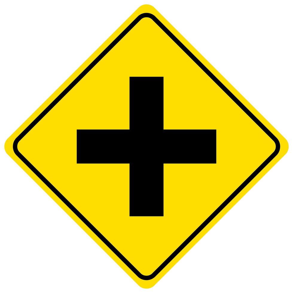 Warning sign for an uncontrolled crossroad on white background vector