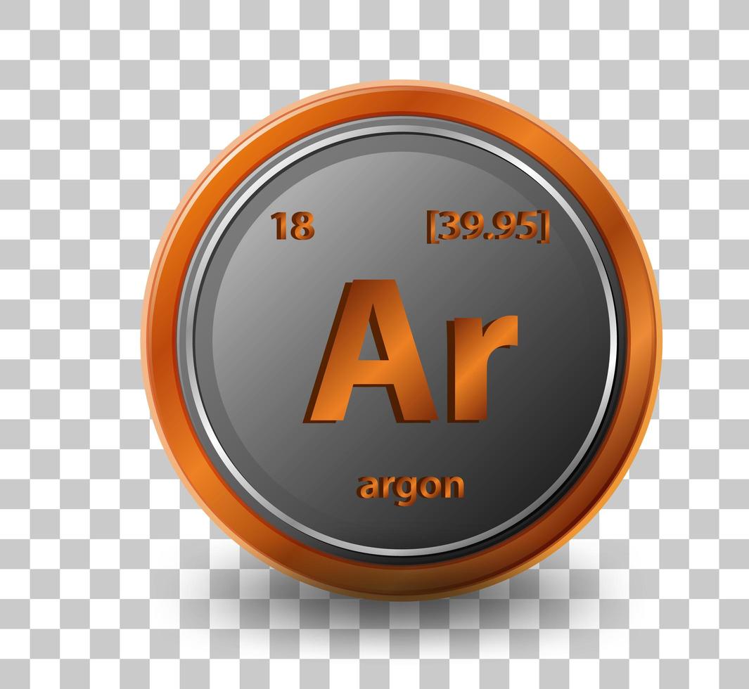 Argon chemical element. Chemical symbol with atomic number and atomic mass. vector