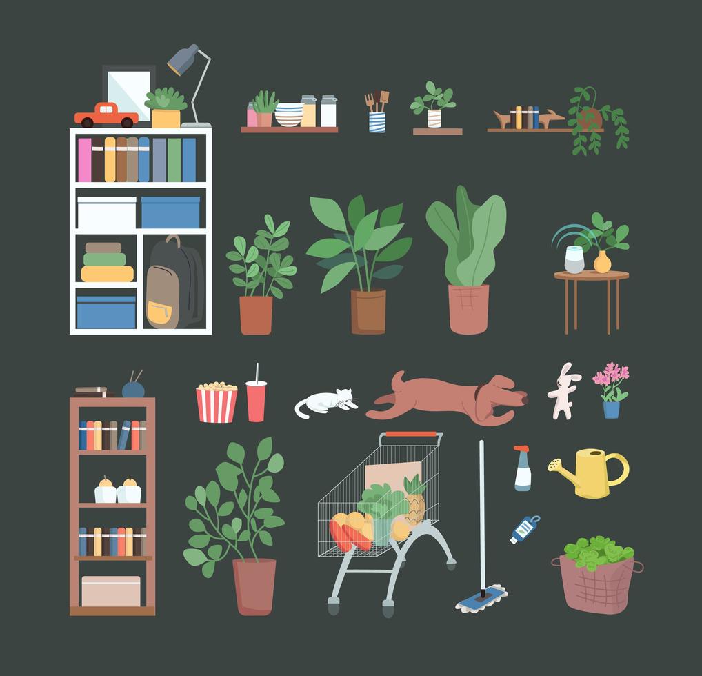 Household objects set vector