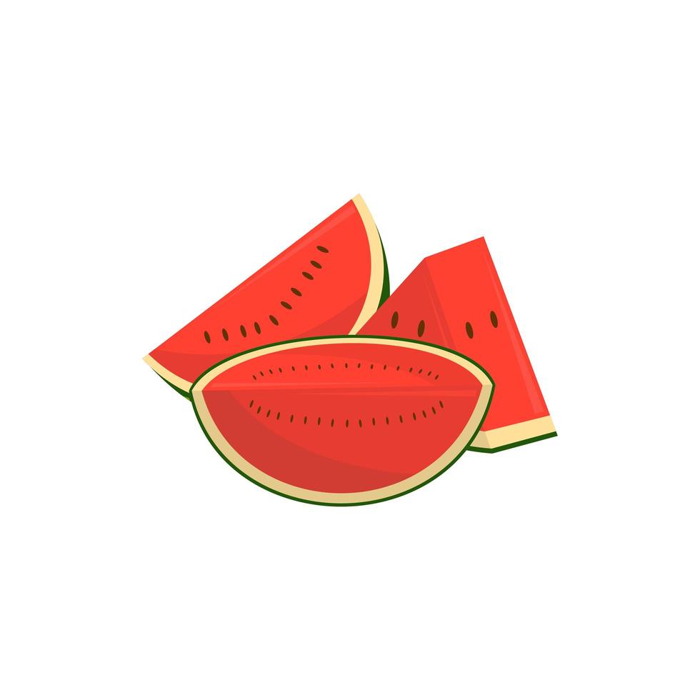 fruta de sandía cortada y trozos vector