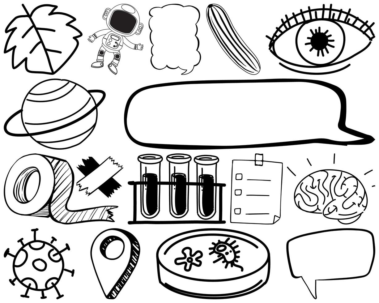 Set of item and symbol hand drawn doodle vector