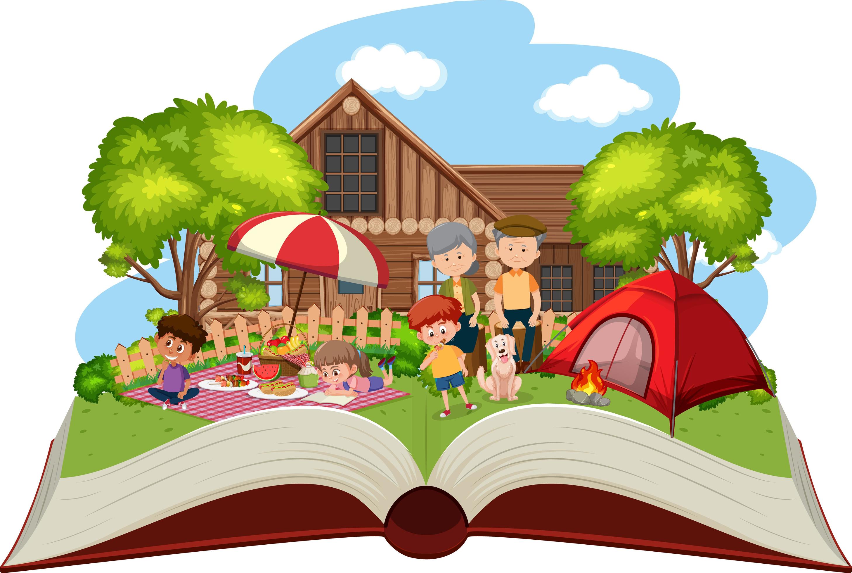 Download Happy family camping in the garden - Download Free Vectors ...