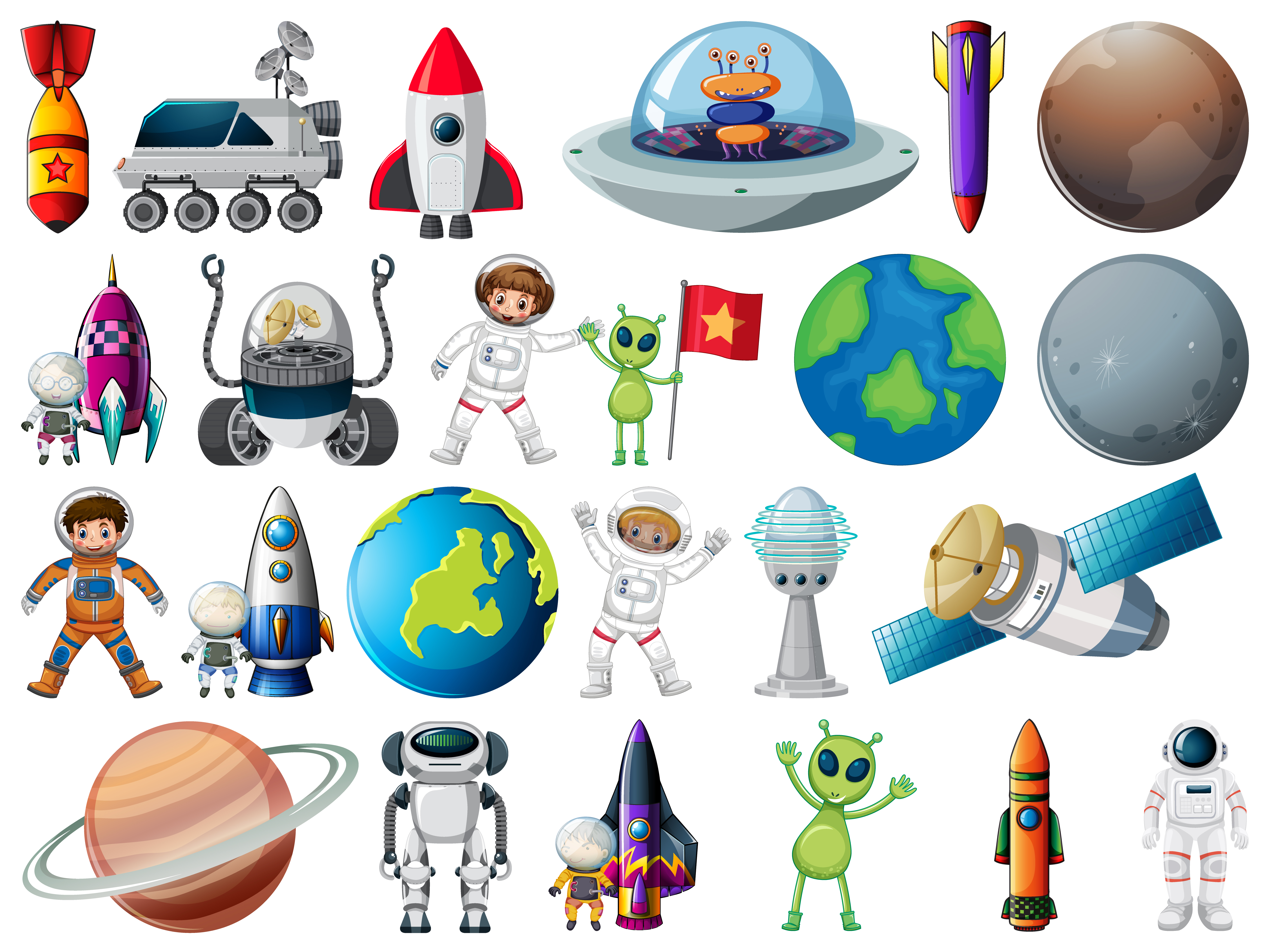 Premium Vector  Set of space objects in space