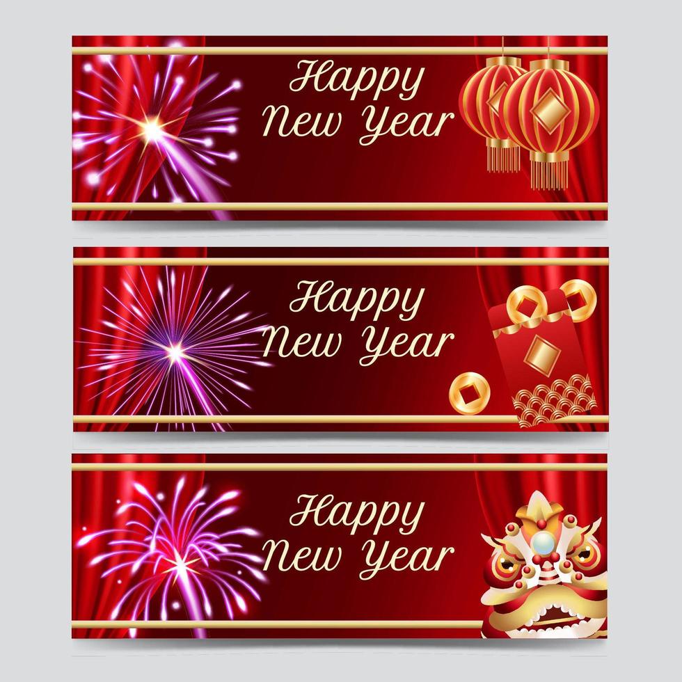 Firework banners for New Year event vector