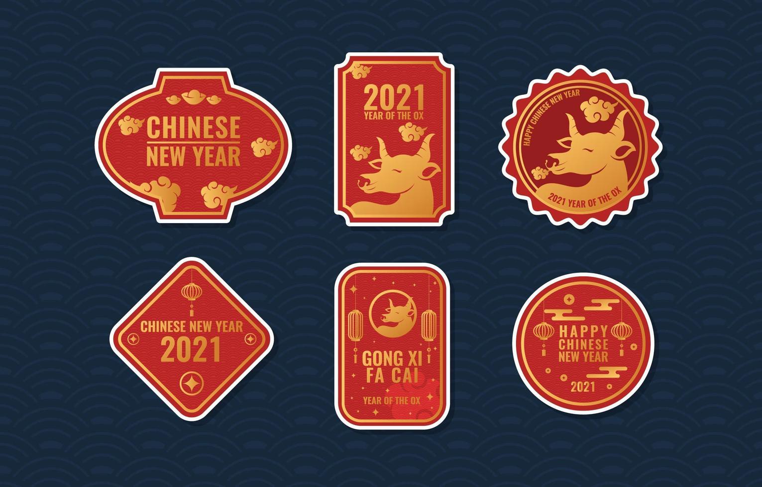 Year Of The Ox Labels Collection vector