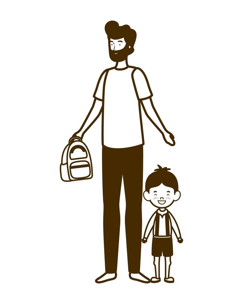 Father with son of back to school vector