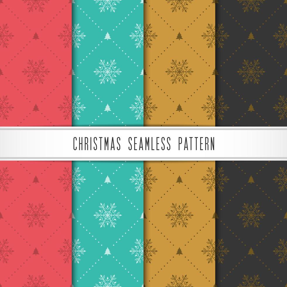Winter holiday patterns with snowflake and tree vector