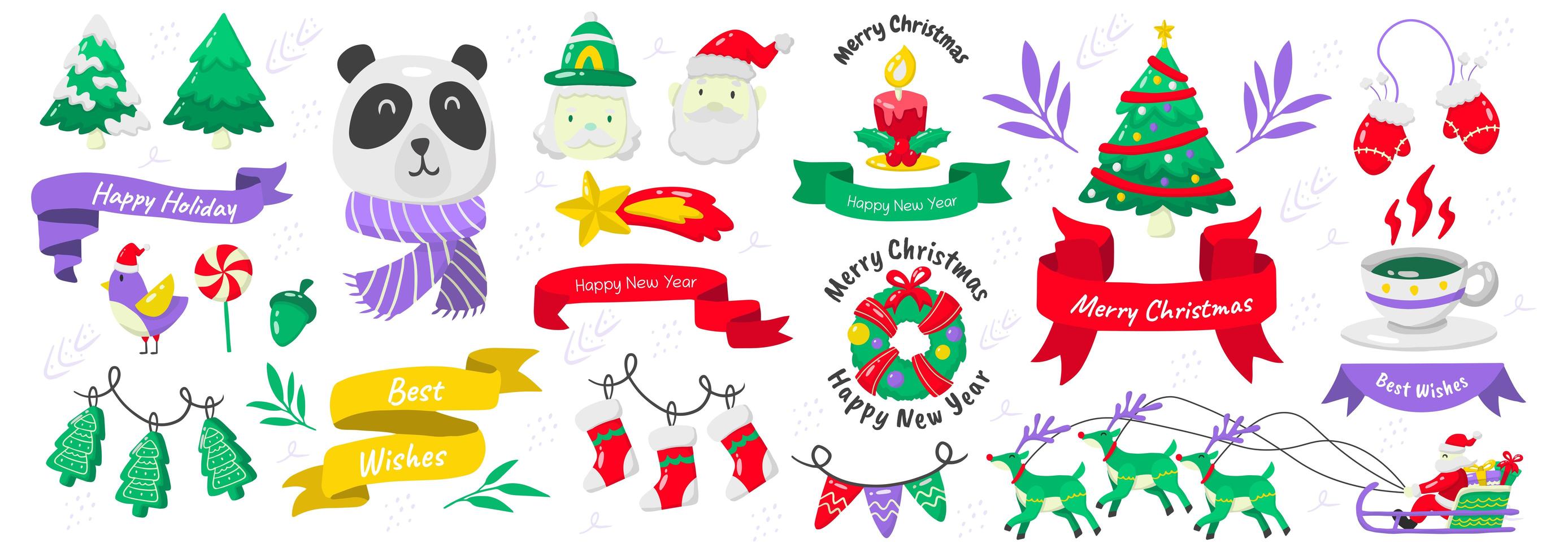 Christmas elements and emblems set vector