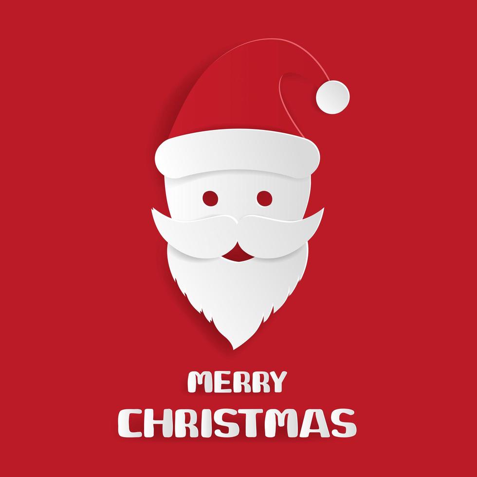 Paper art Santa Claus hipster style on red vector