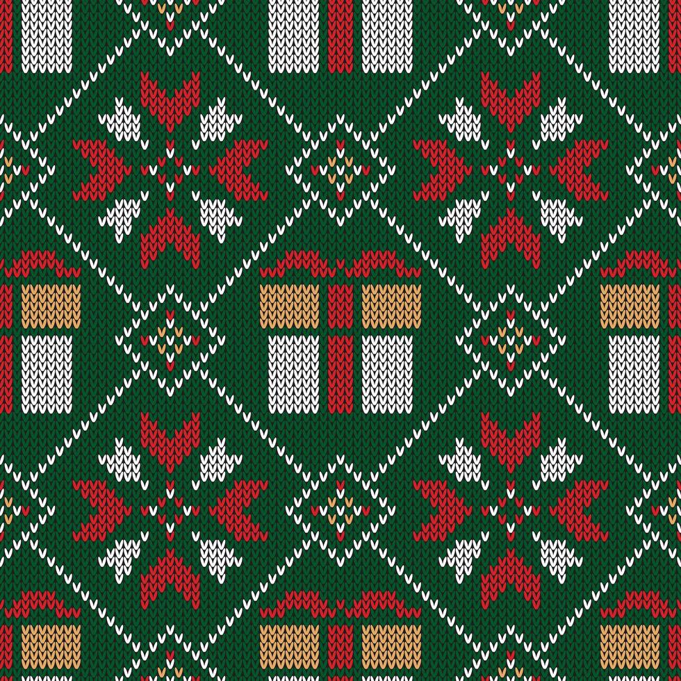 Christmas knitted pattern vector