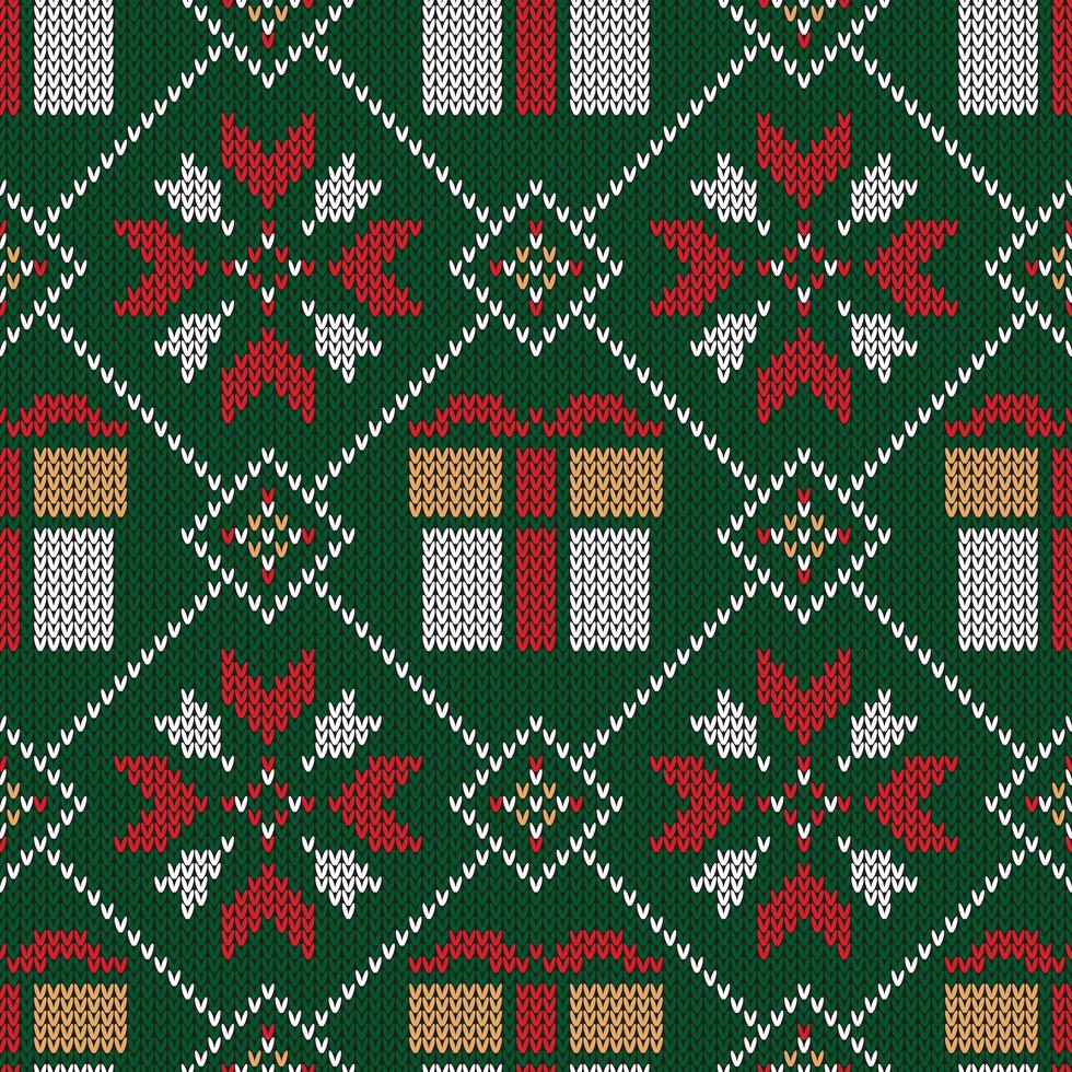 Christmas knitted pattern vector