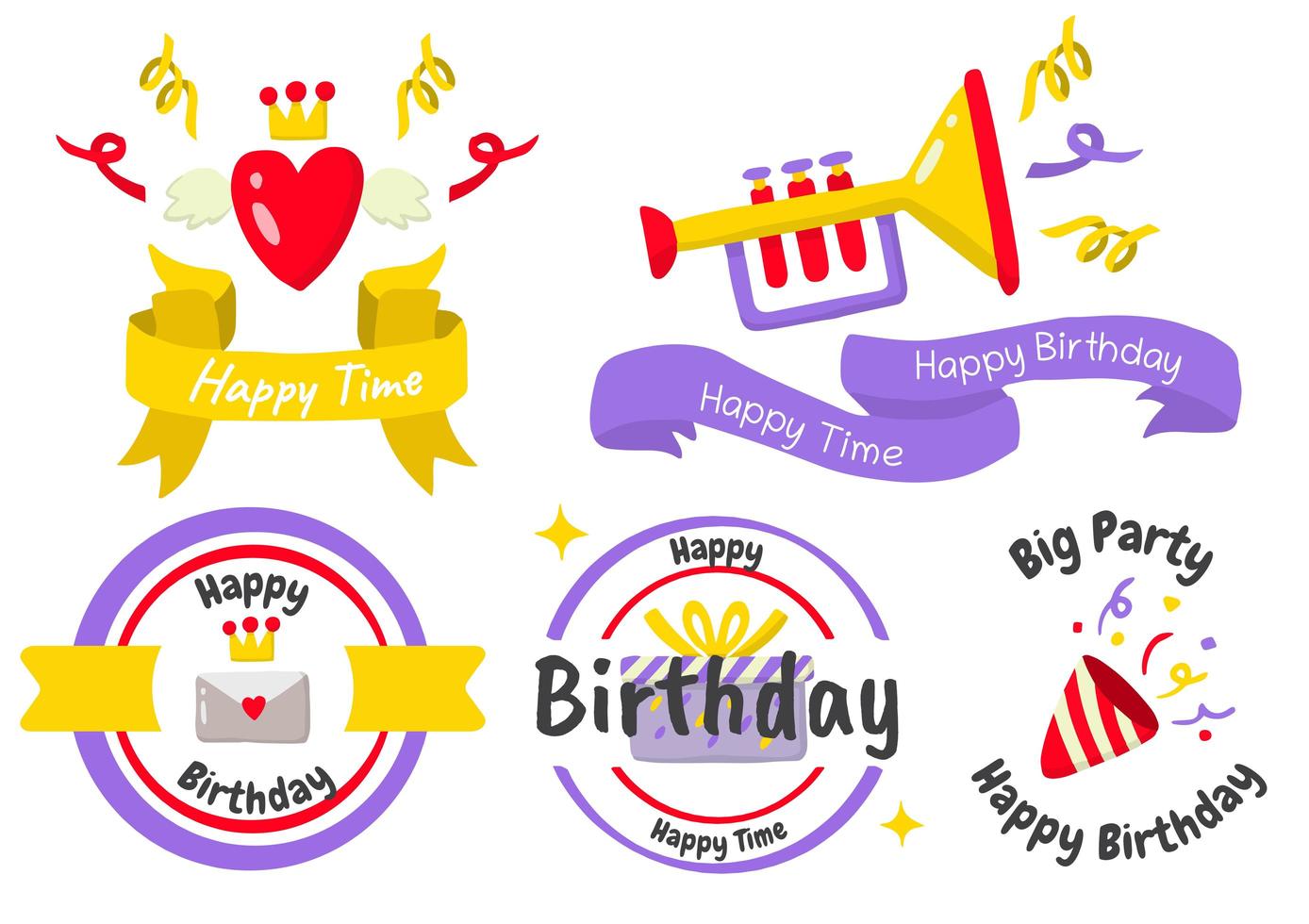 Birthday party label logos for banner vector