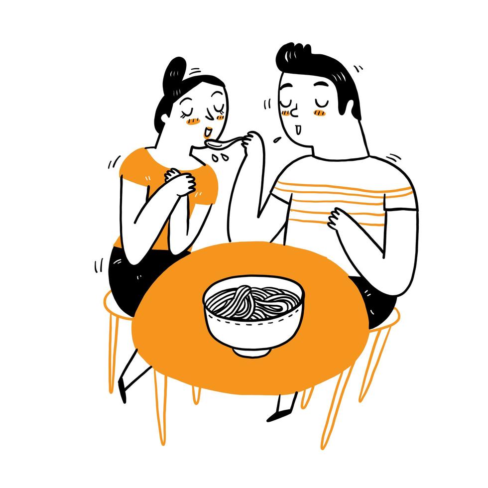 Couple eating dinner vector