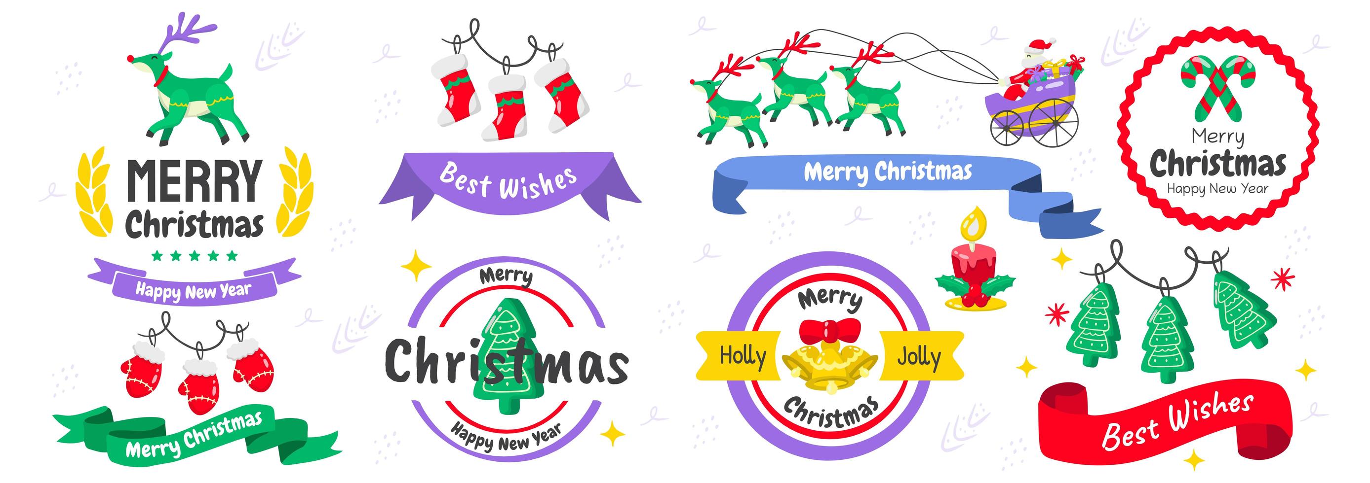 conjunto de elementos y emblemas navideños vector