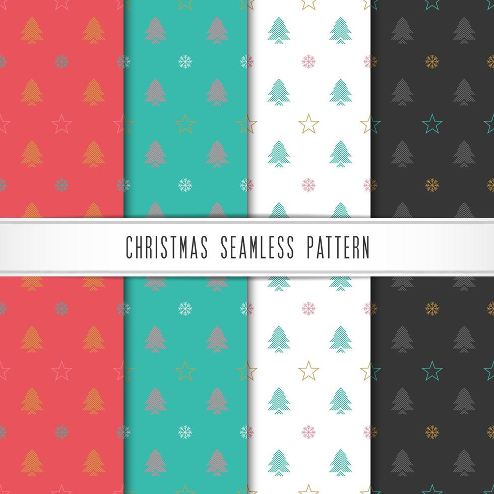 Winter holiday patterns with snowflake, star and tree vector