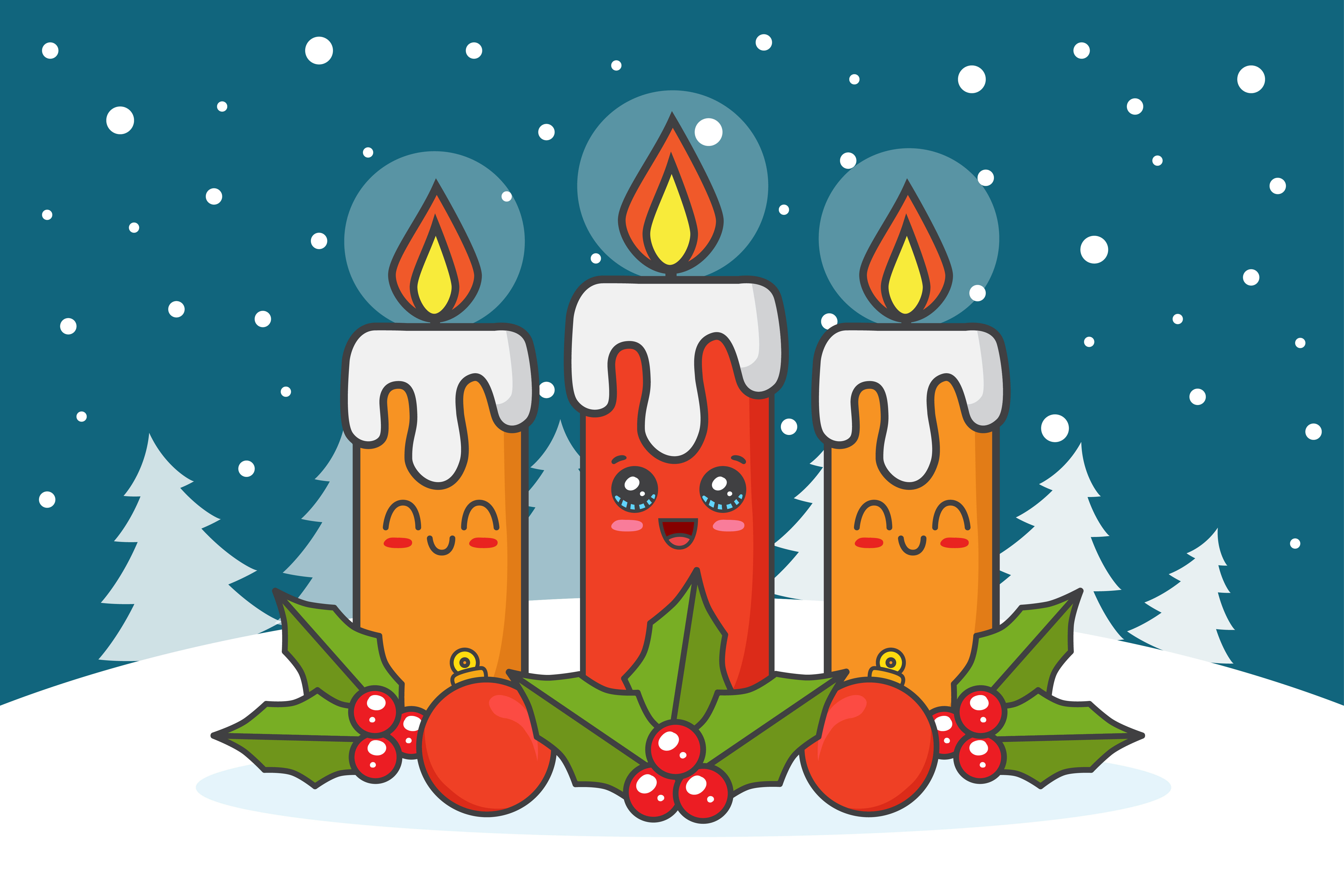 Kawaii Christmas Candles 1762568 Vector Art at Vecteezy