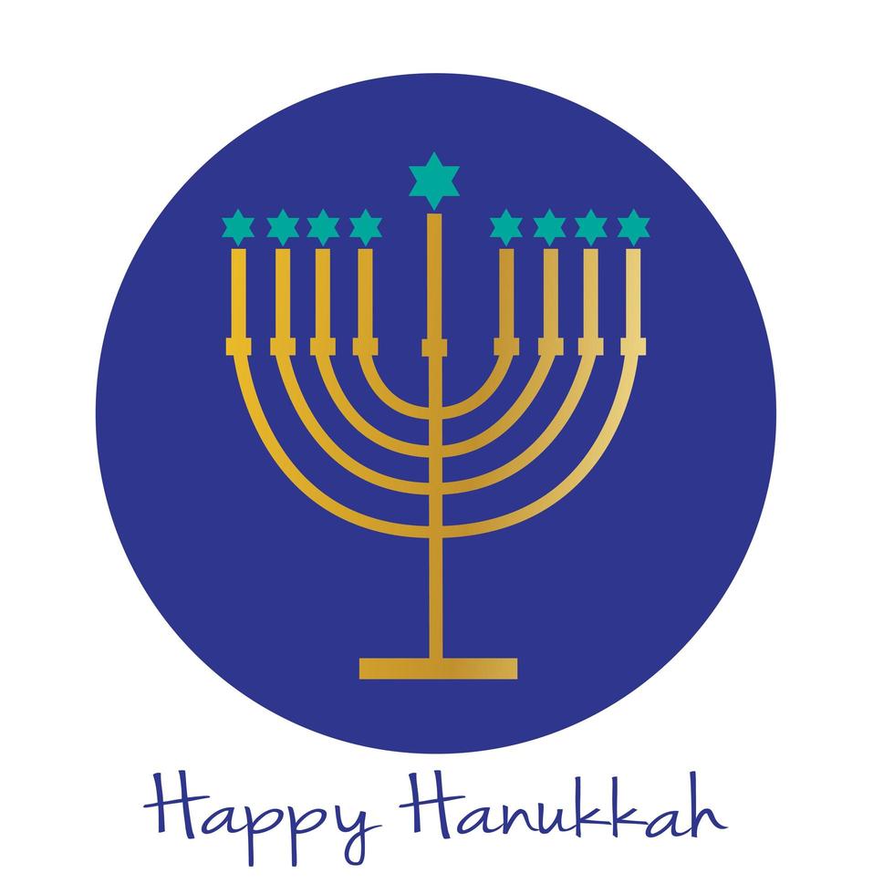 Happy Hanukkah menorah graphic with Jewish stars vector