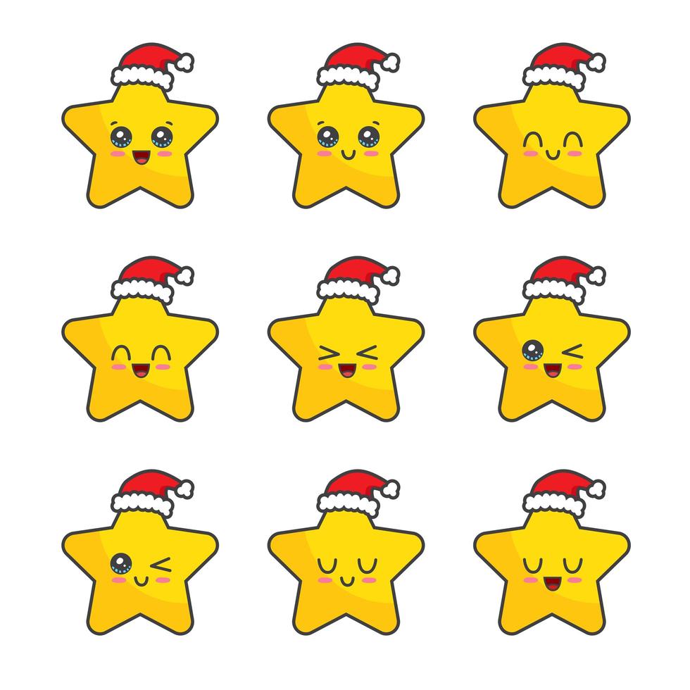 Christmas star character set collection vector