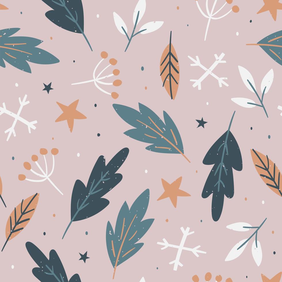 Winter pattern with leaves vector