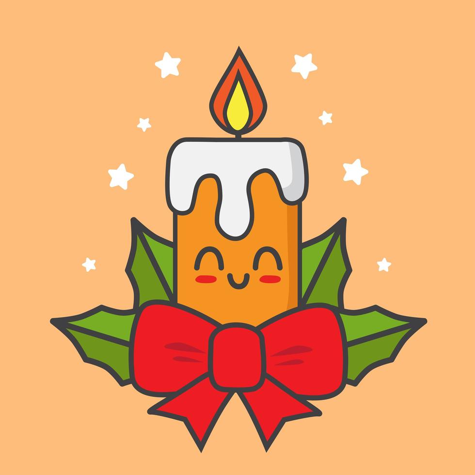 Kawaii Christmas Candle vector