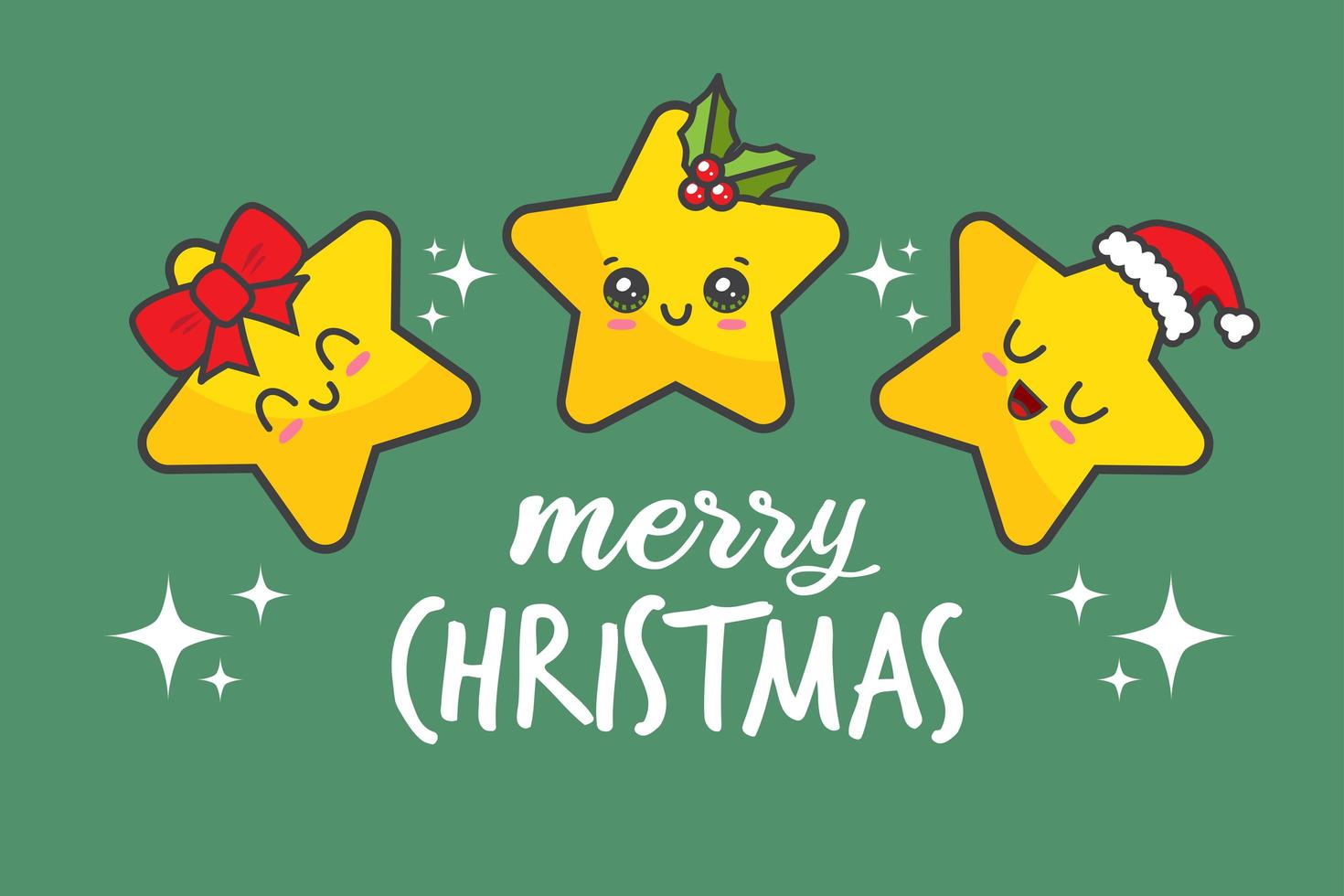 Kawaii Christmas Stars vector