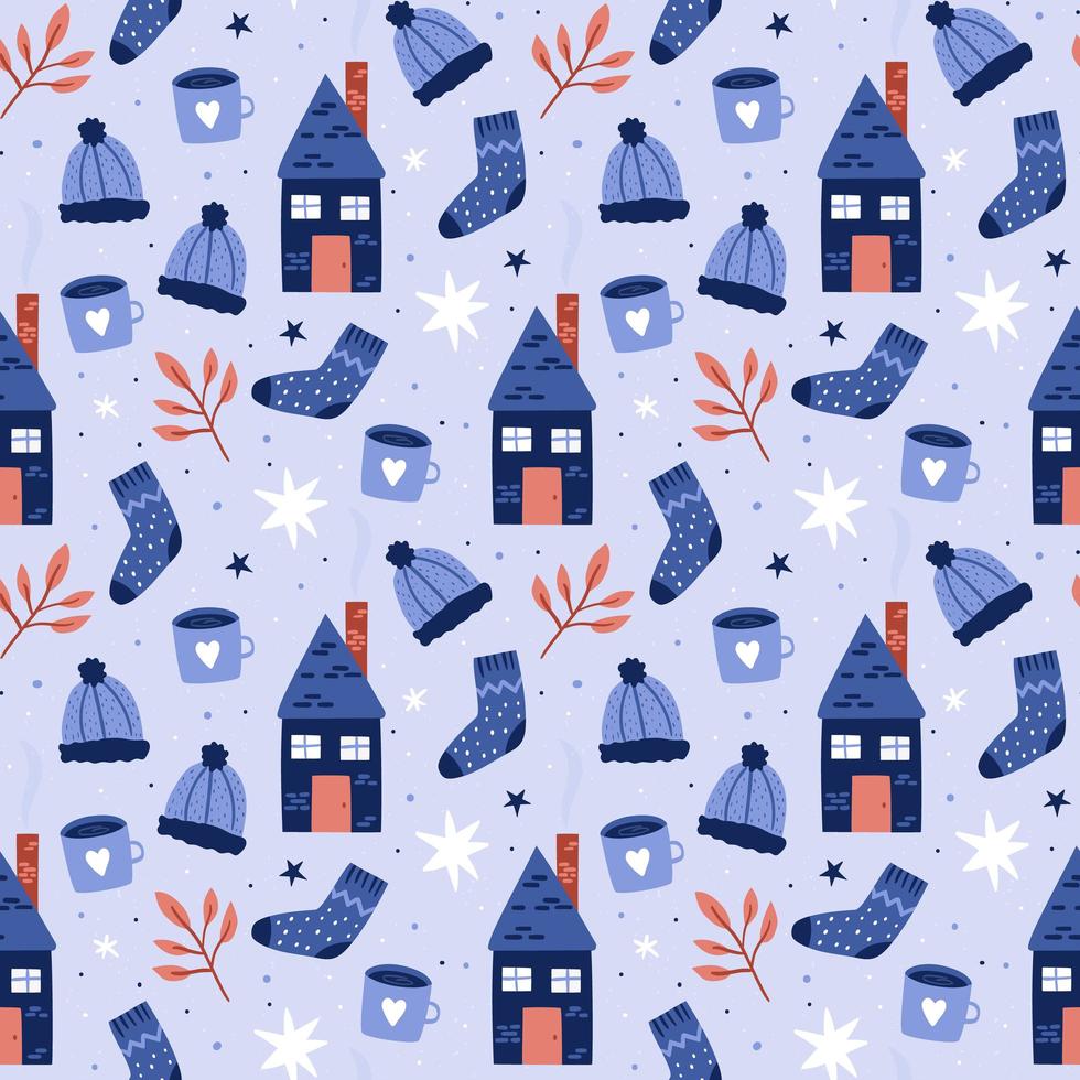 Hand drawn winter pattern vector