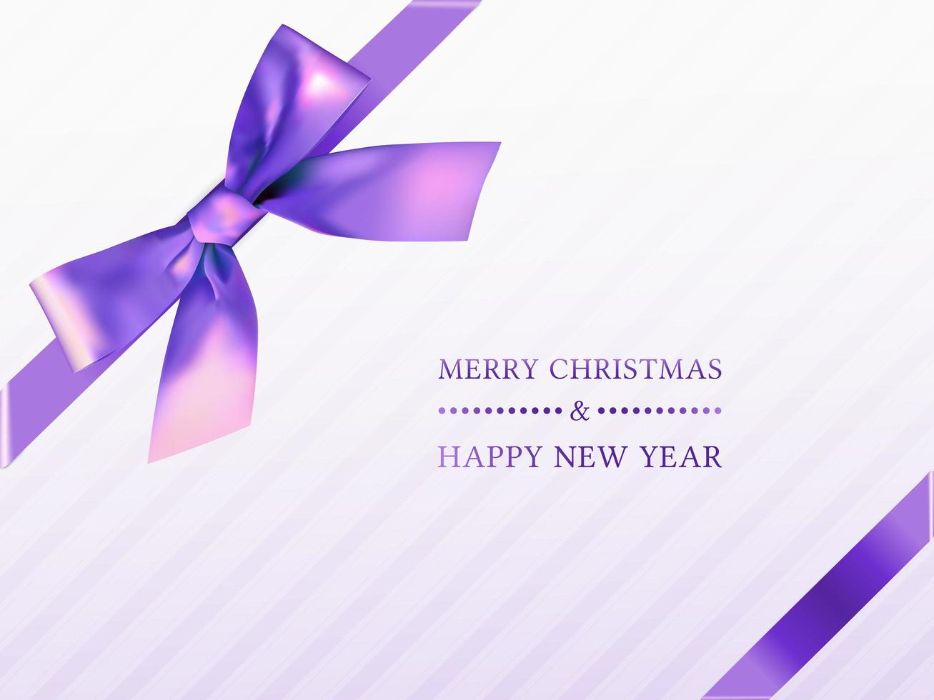 Christmas Gift Box Top View with Purple Bow Ribbon vector