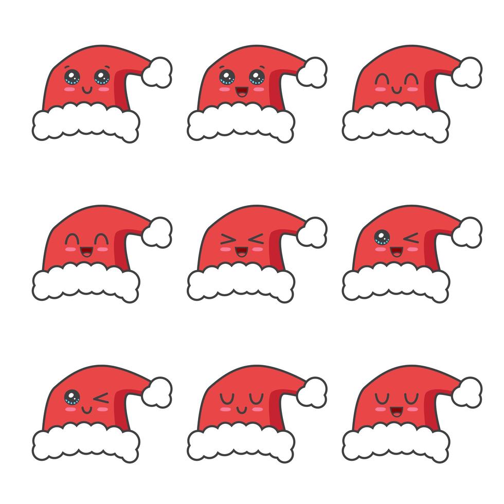 Christmas Santa hat character set collection vector