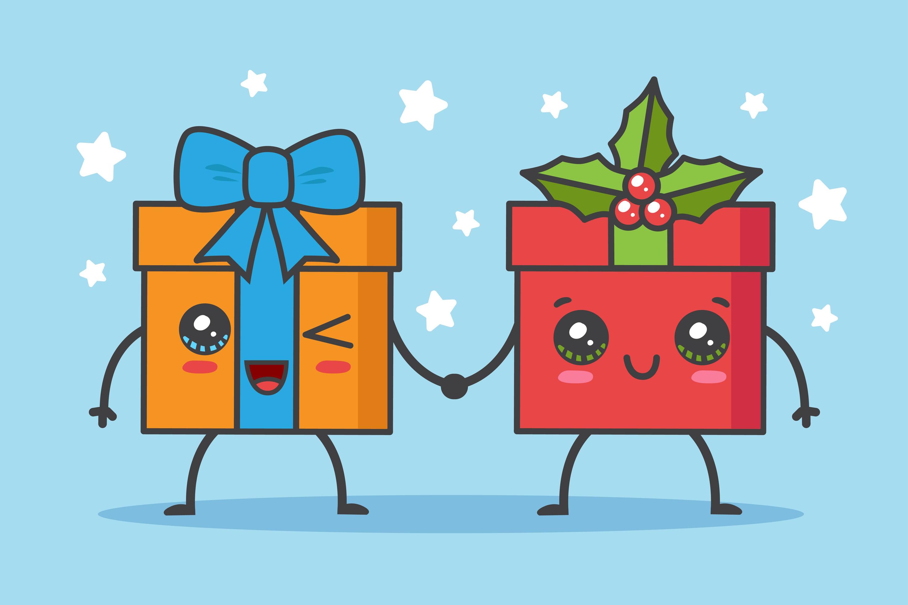 Kawaii Christmas Gifts 1762615 Vector Art at Vecteezy