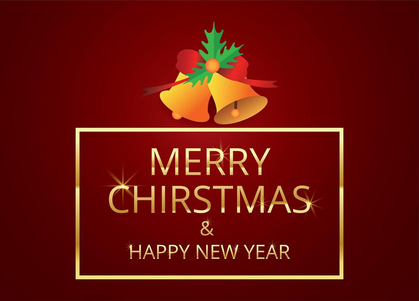 Merry Christmas and happy new year on red vector