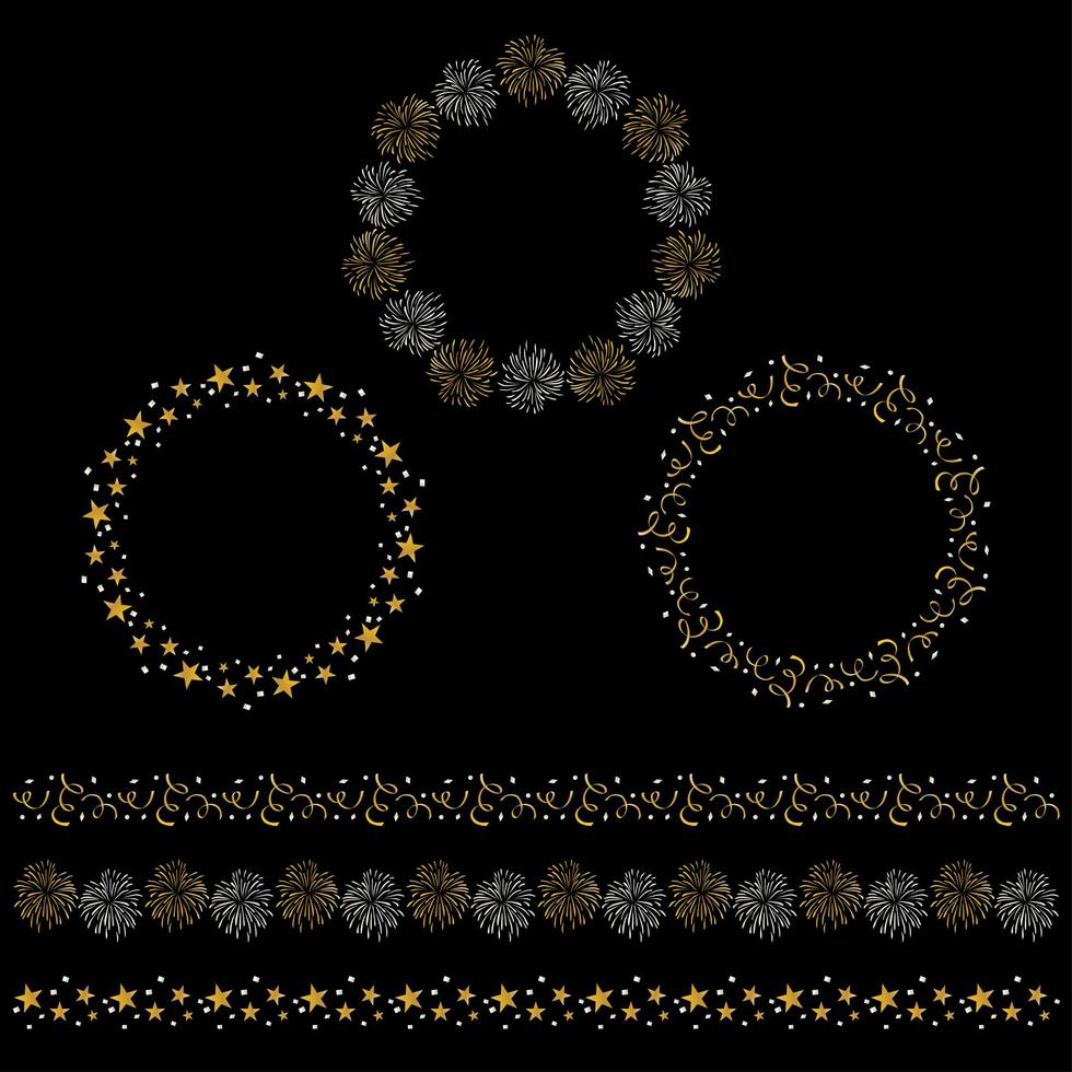 Silver and gold celebration circle frames and border patterns vector