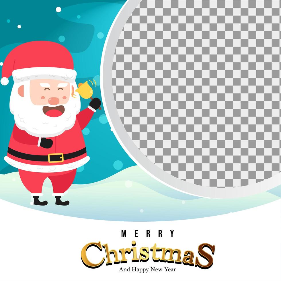 Santa Claus rings bell with blank circle vector