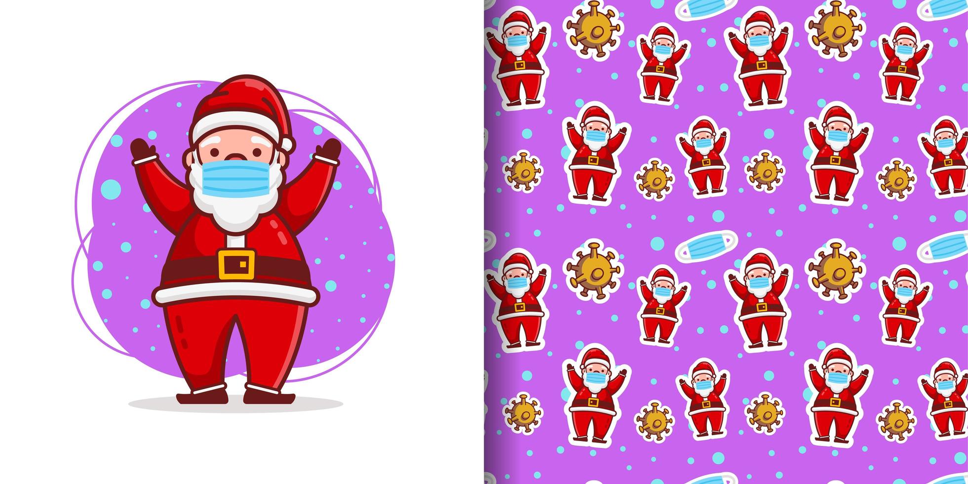 Christmas Cute Masked Santa Cartoon Pattern vector