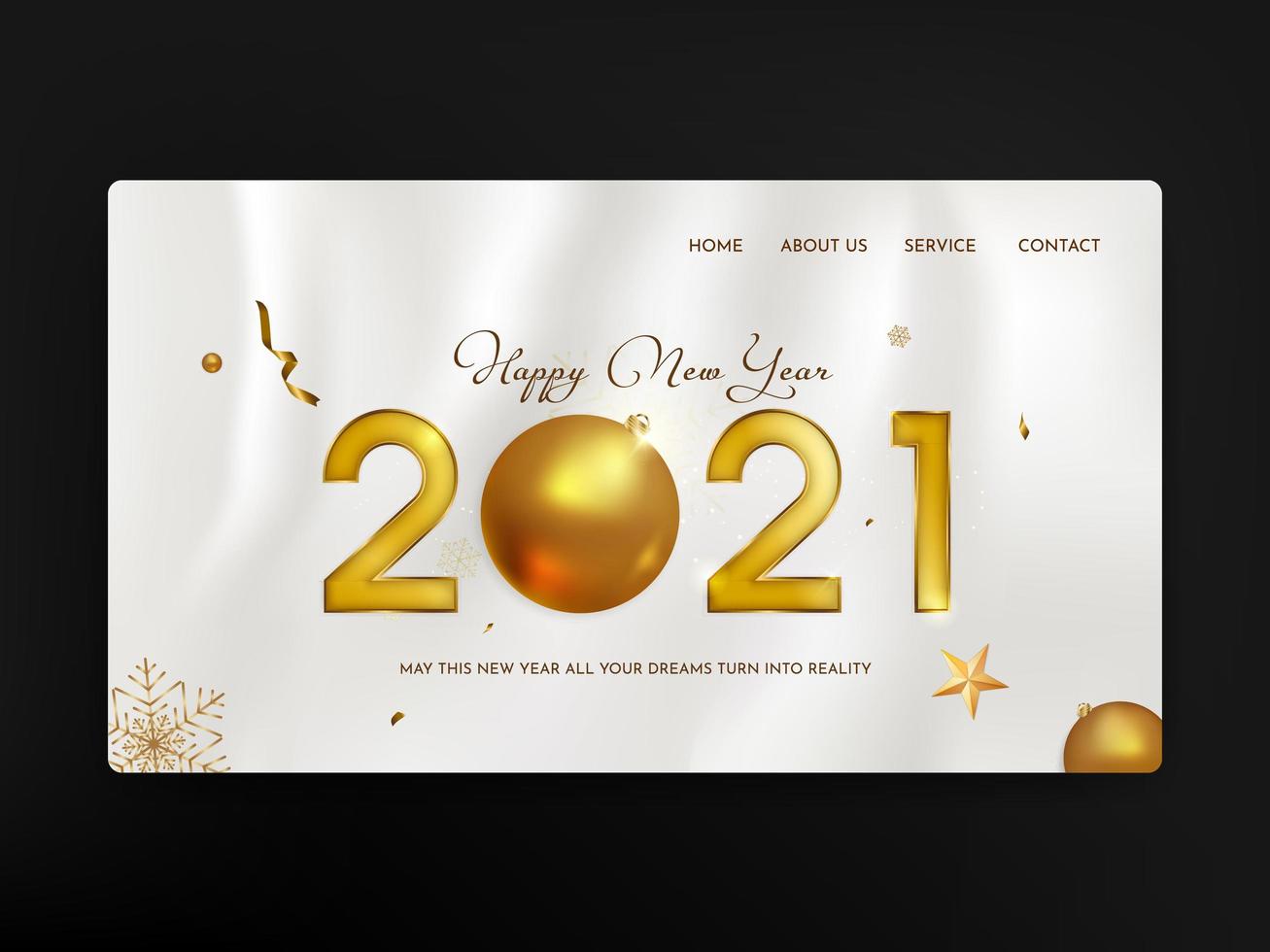 feliz año nuevo 2021 landing page vector