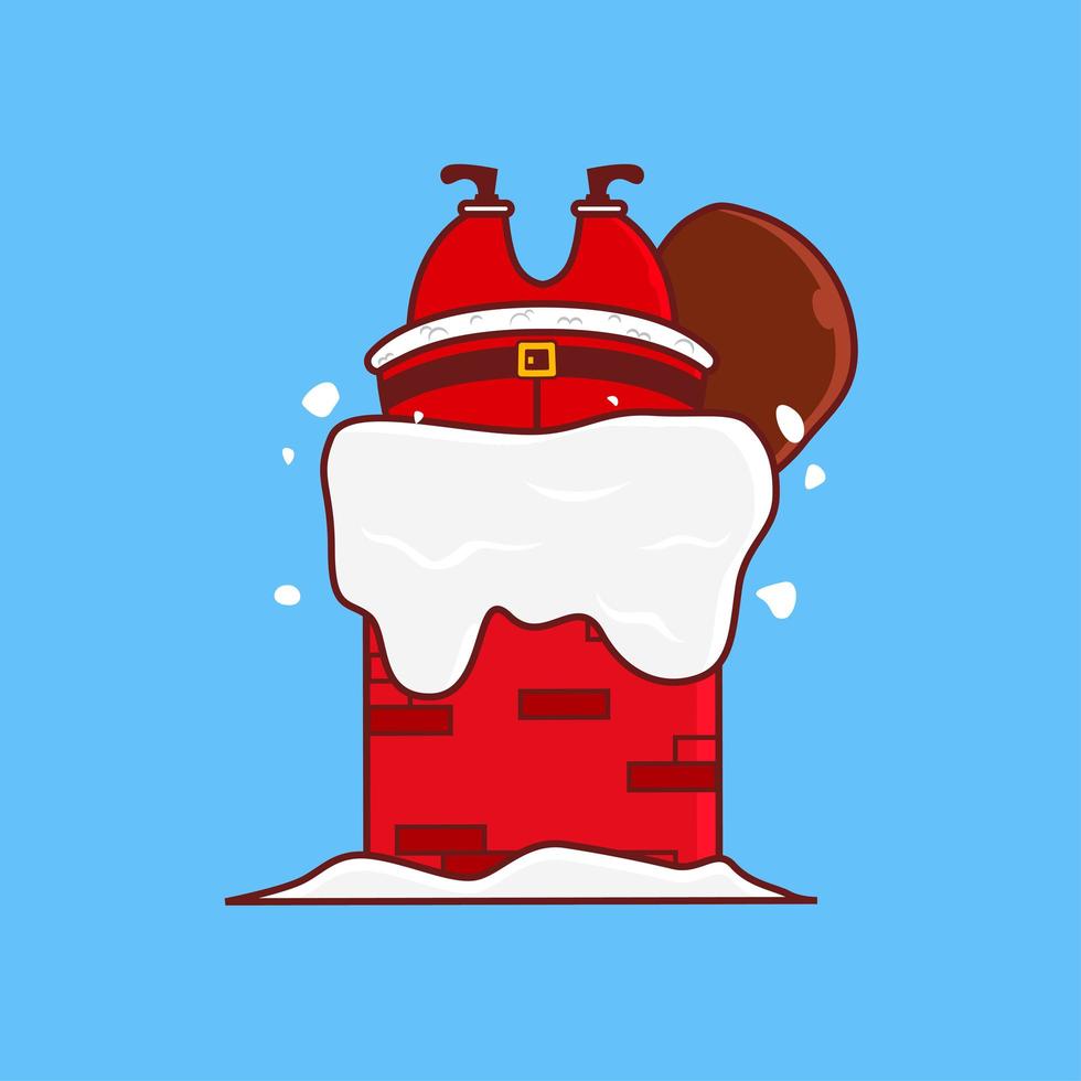 Cute Santa Claus Stuck in Chimney Cartoon vector