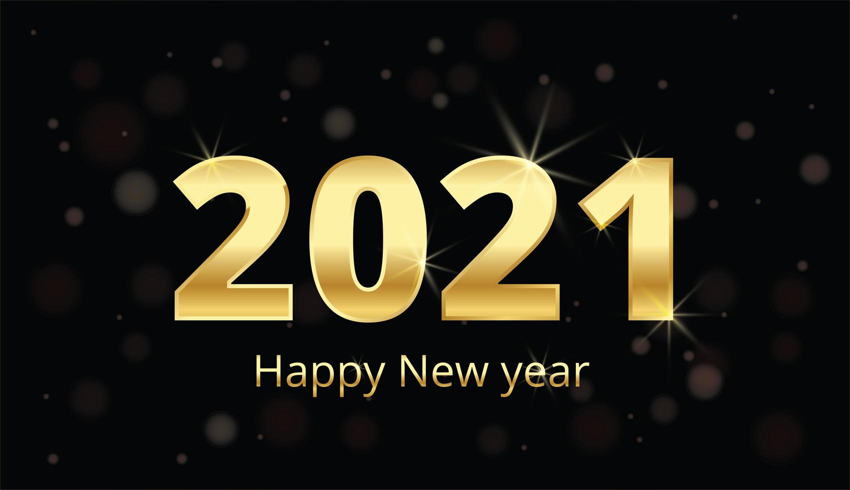 Happy new year golden metal numbers on black vector